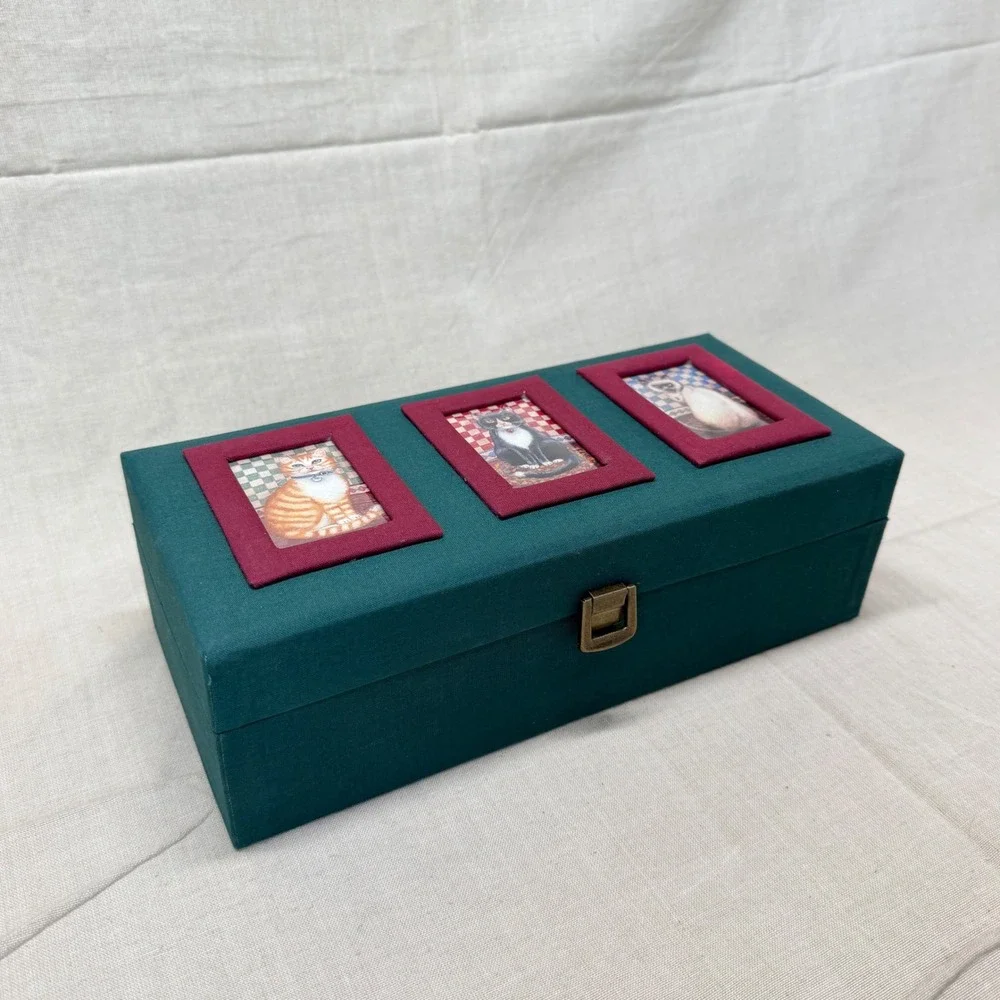 Vintage Cat Stationery Box Letter Writing Set Desk Organizer Correspondence Box